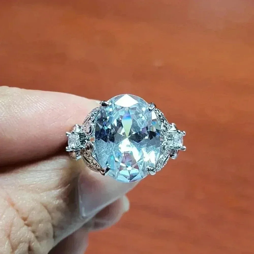 Oval Zircon Diamond Vintage Silver Beautiful Ring For Women L239 84$